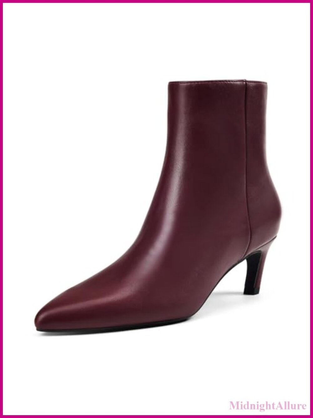 Kitten Heel Ankle Booties Faux Leather Side Zip Pointed Toe Dress Boots